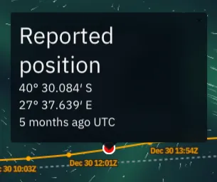 Ship current position marker on the forecast map