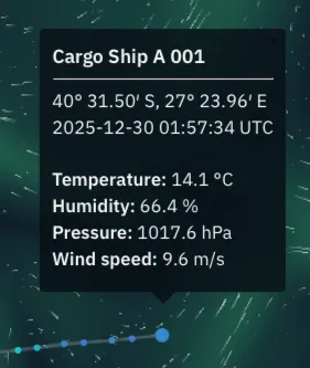 Sensor observation popup on the map